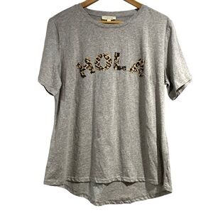 Loralette HOLA shirt Hello in Spanish leopard print‎ front 16 NEW espanol